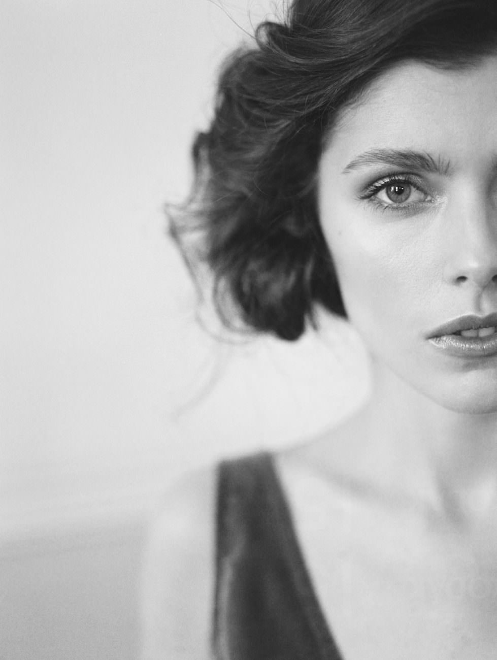 Fine Art Wedding Inspiration with a close up of the bride with a black and white image
