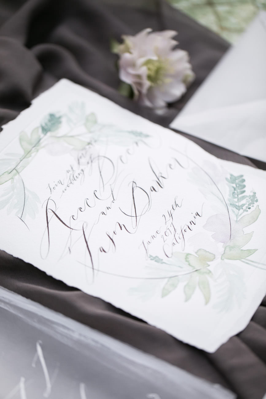 Neutral Wedding Inspiration_hand painted wedding invitation