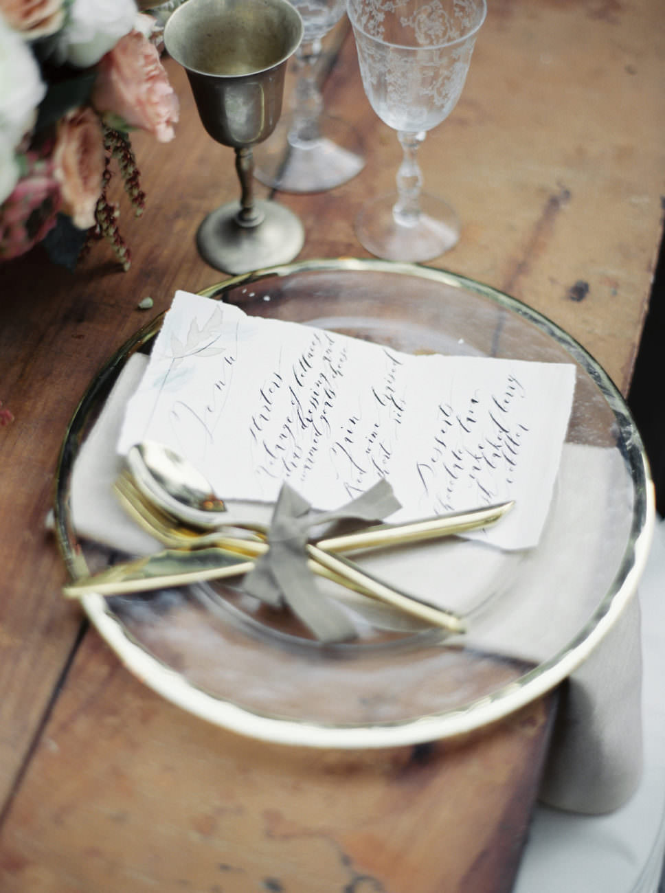 Neutral Wedding Inspiration_watercolour menu with calligraphy