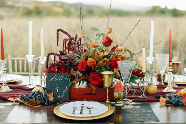Thankful For Love table setting with flowers