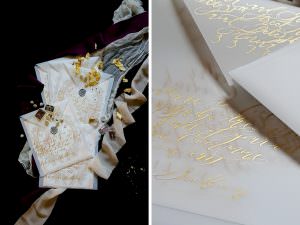 Wedding Invitation Trends 2018 calligraphy on envelopes back in gold