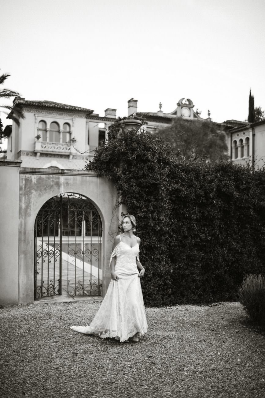 French Wedding Inspiration black and white bride photo