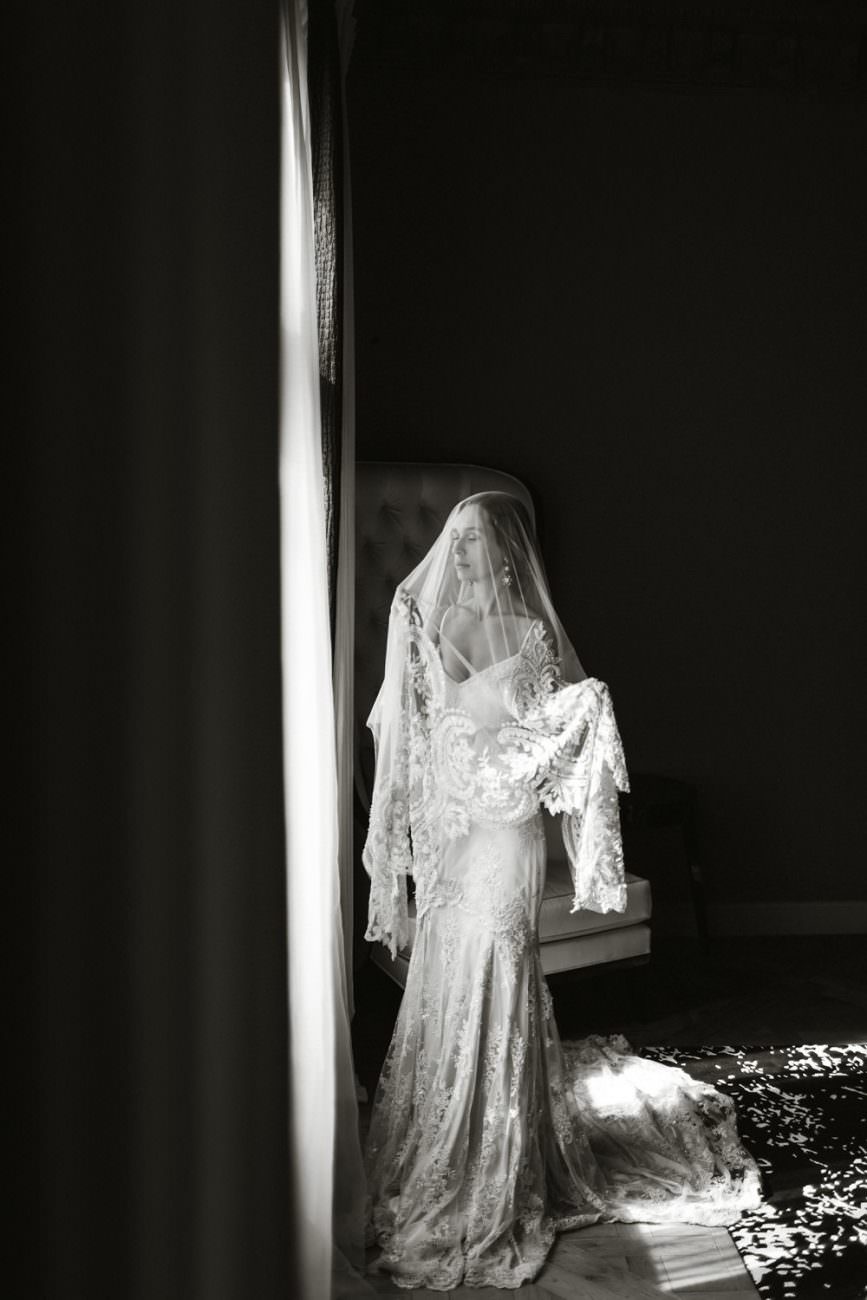 French Wedding Inspiration bride with long veil