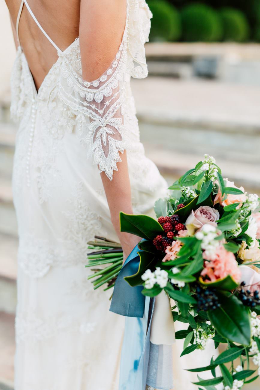French Wedding Inspiration white dress sleeve detail