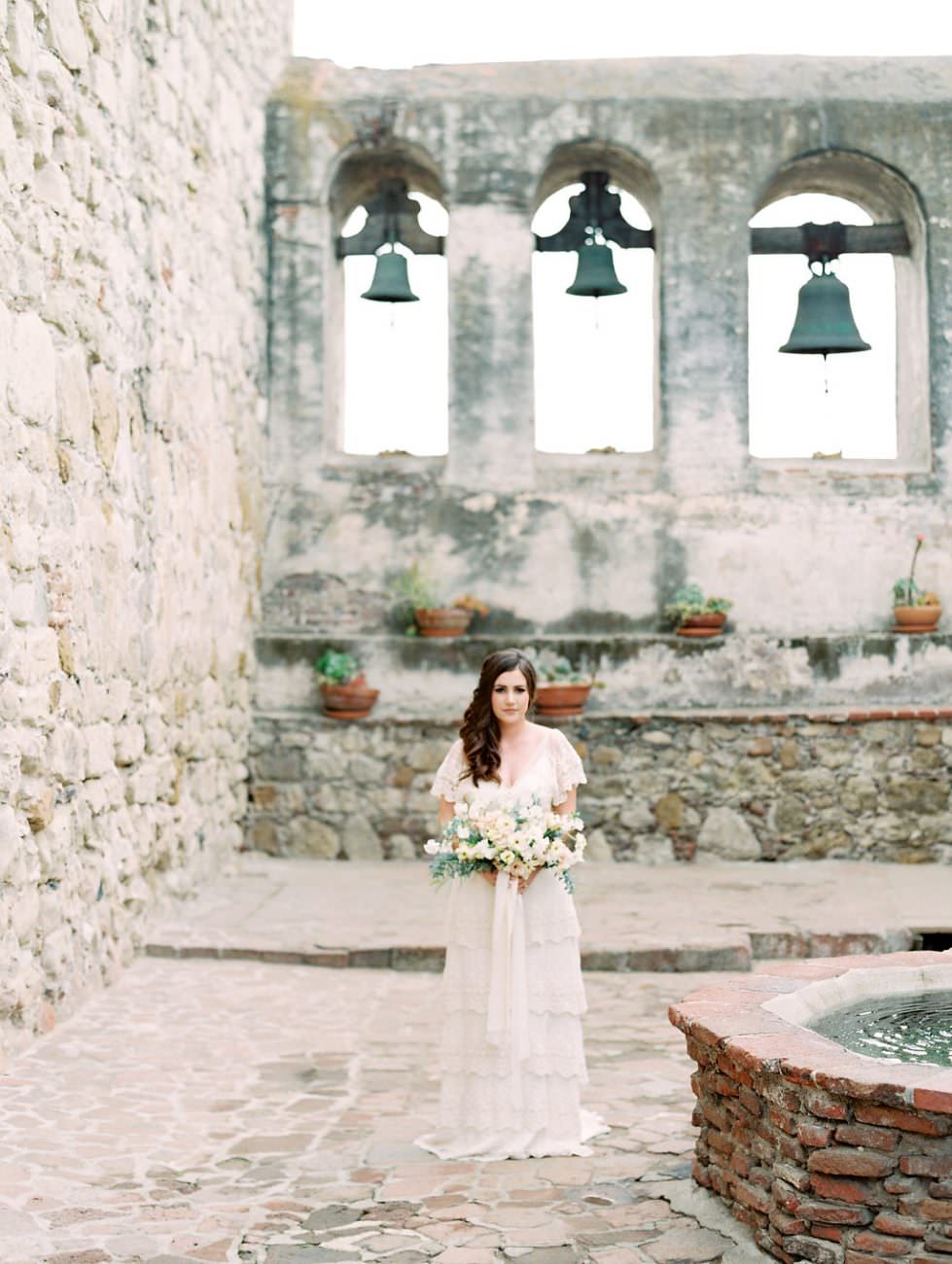 Orange Country wedding inspiration bells with bride
