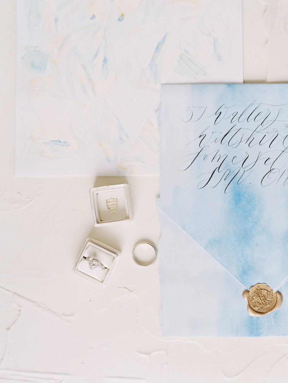 Orange Country wedding inspiration blue envelope