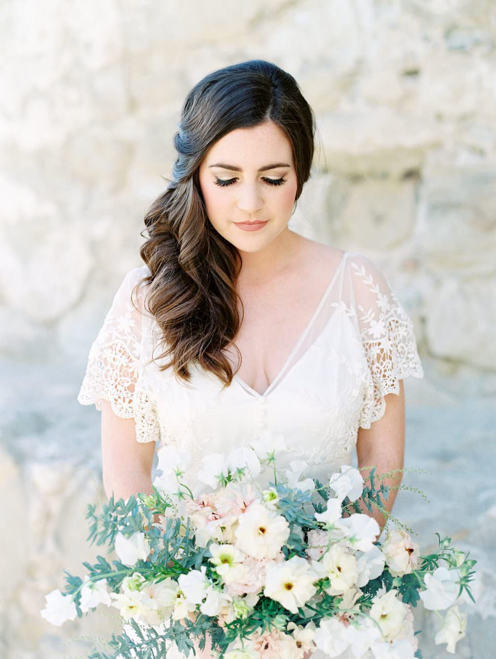 Orange Country wedding inspiration bride looking down