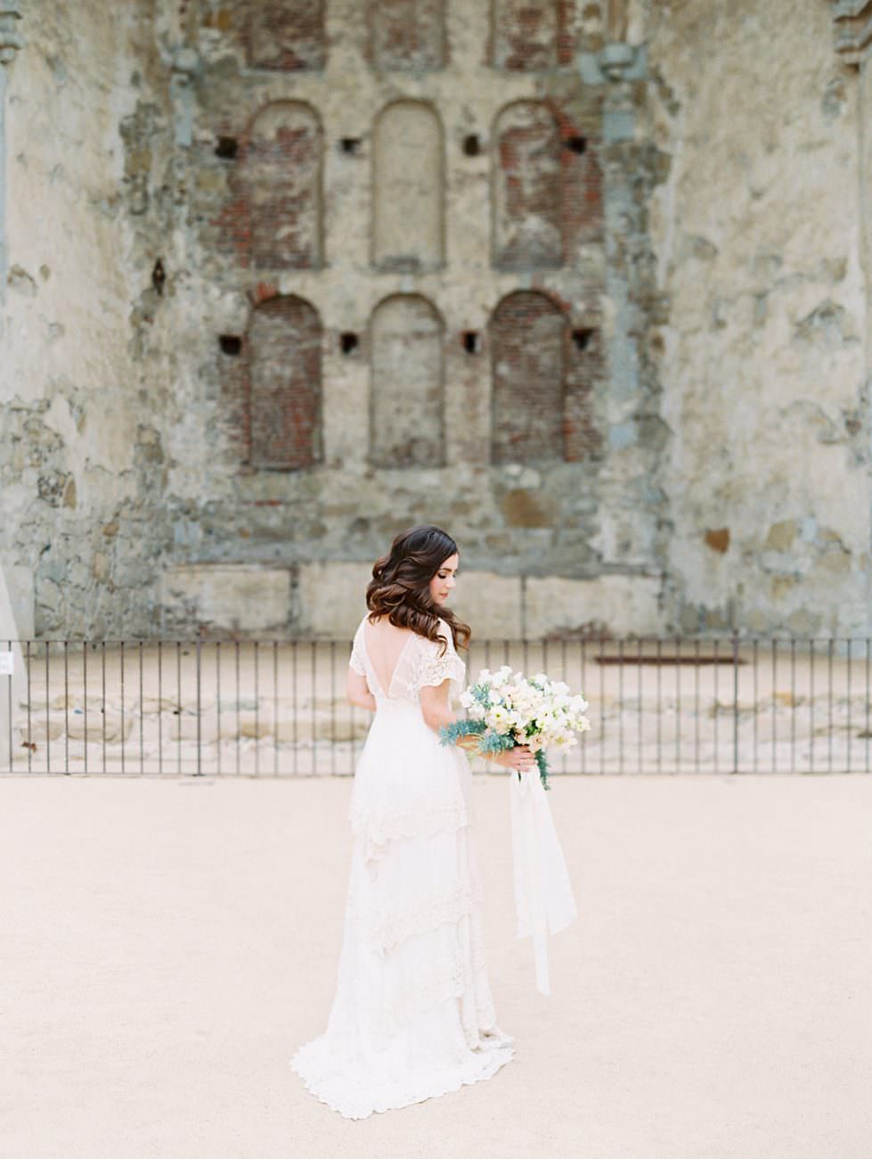 Orange Country wedding inspiration bride with flowers