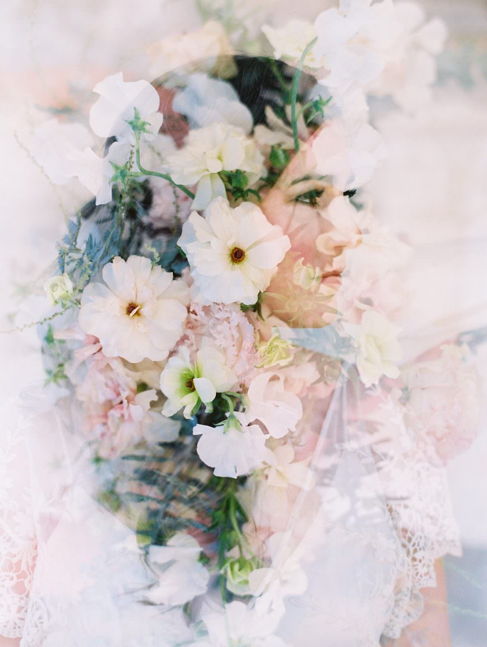 Orange Country wedding inspiration flowers double exposure
