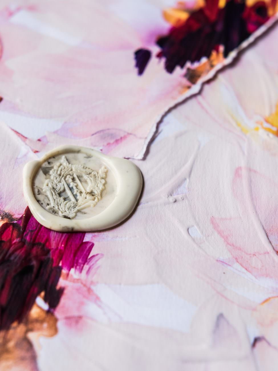 Palace Wedding Inspiration - Hand Painted Envelope close up painted detail