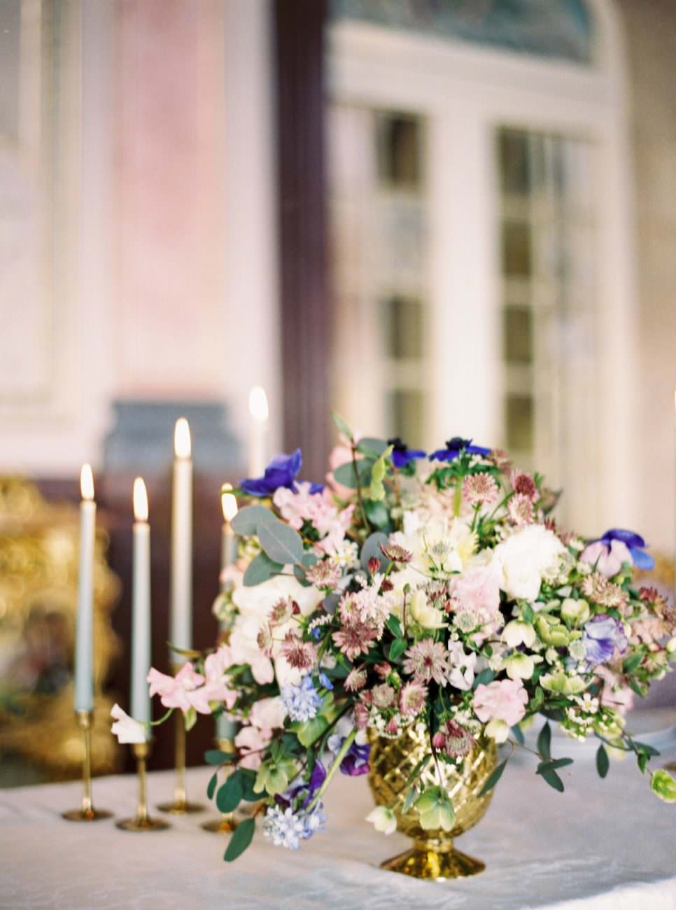 Palace Wedding Inspiration - candles and flowers