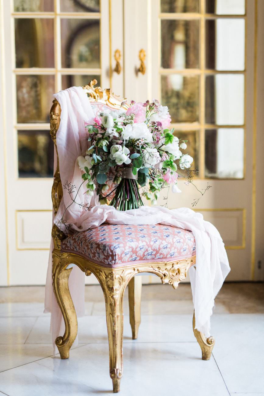 Palace Wedding Inspiration - flowers on chair