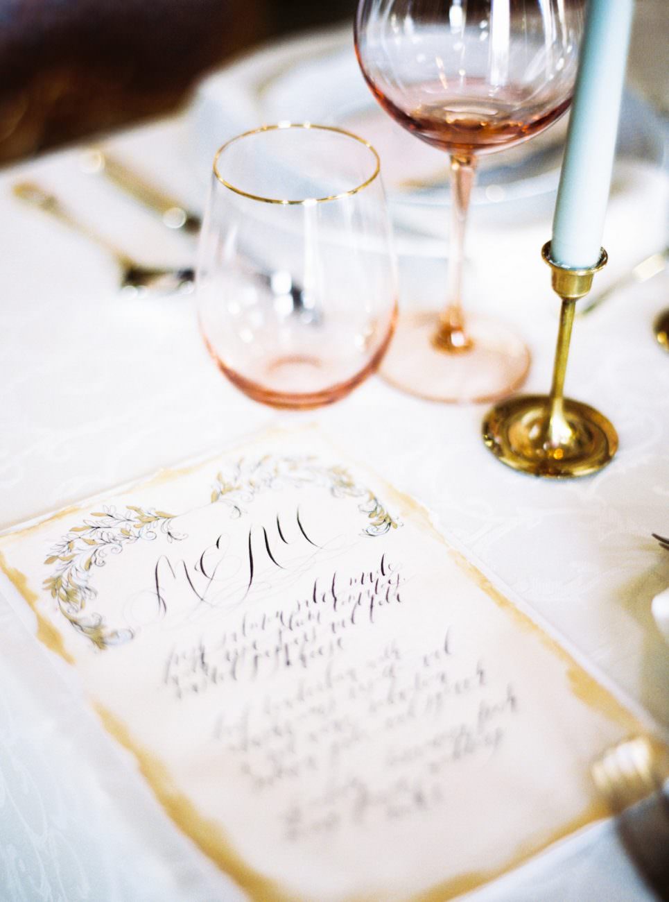 Palace Wedding Inspiration - luxury gold menu design