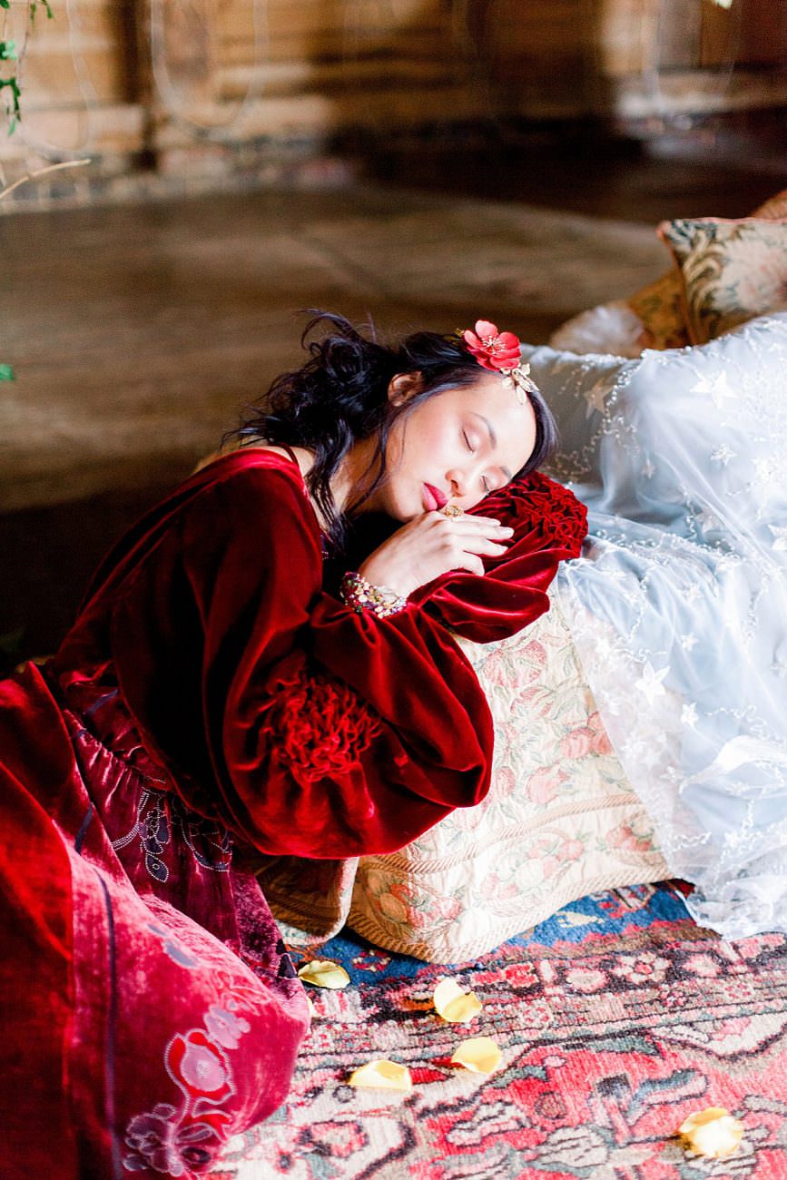 Baroque Wedding with model in a red dress