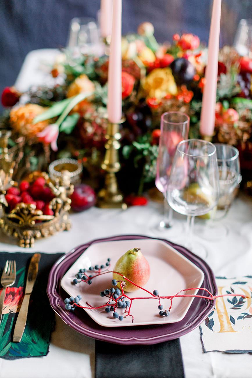 Baroque Wedding with table setting and place card setting details