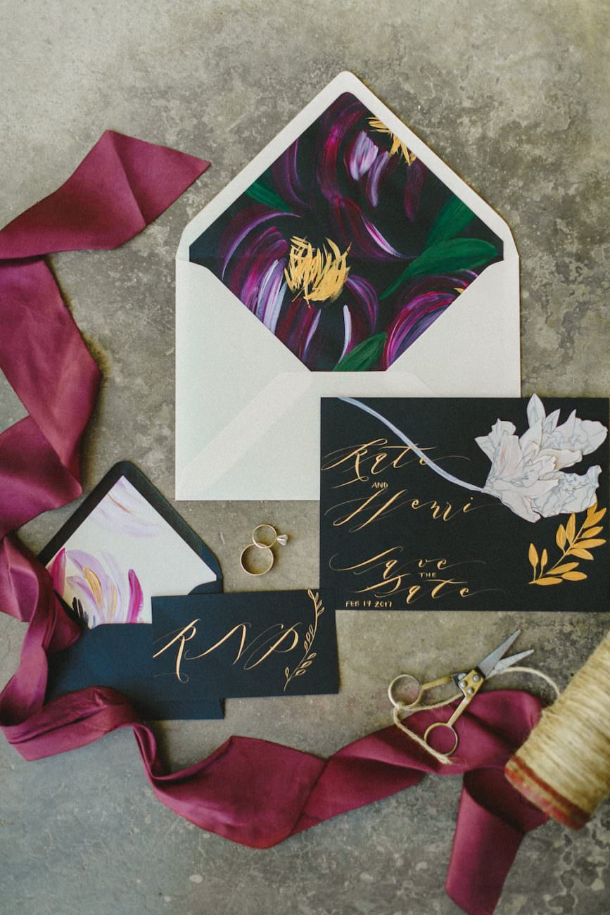 Hand Painted Wedding Invitations save the date