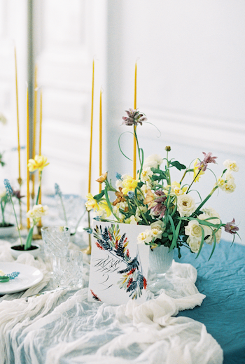 Hand Painted Wedding Invitations floral table number