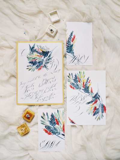 Hand Painted Wedding Invitations place names
