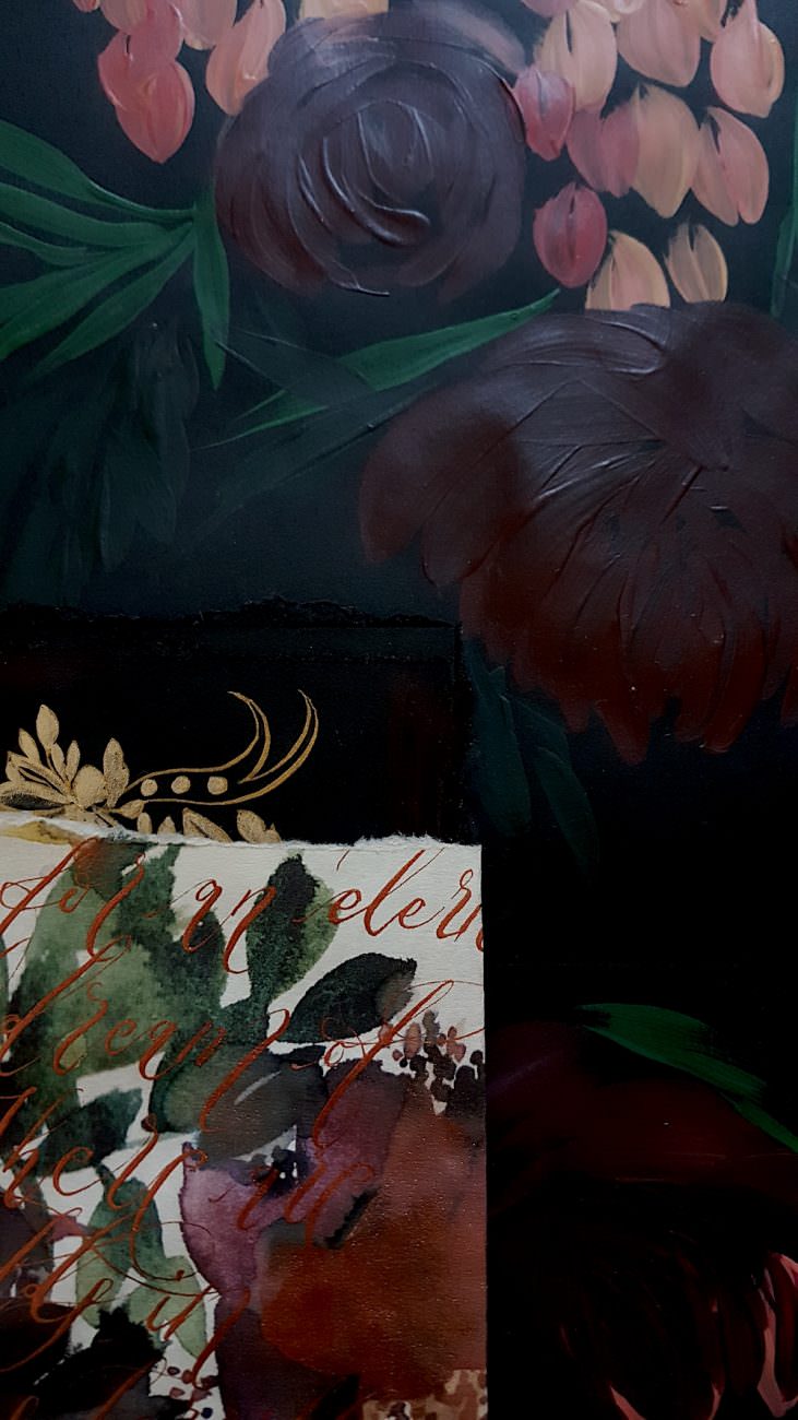 Black Tie Party Invitation acrylic hand painted envelope detail with wrap