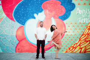 Destination Wedding Locations Brazil street art with couple playing about