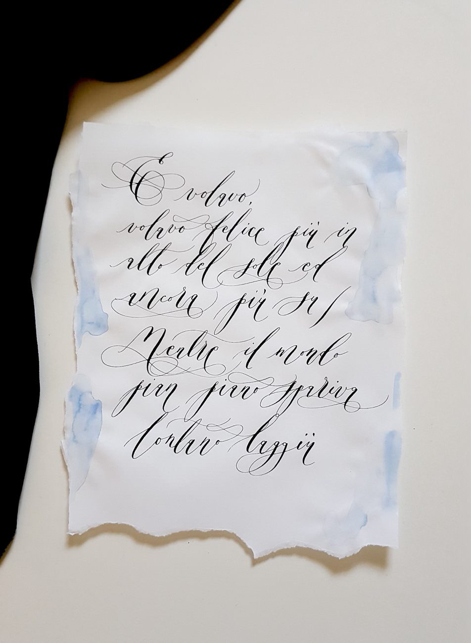 Italian Themed Wedding Invitations - calligraphy poem