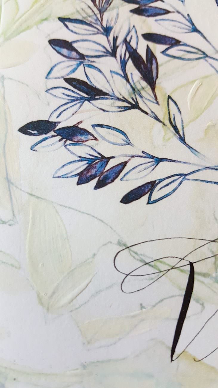 Watercolour Wedding Invitations hand painted vow book green petals