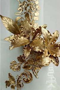 luxury wedding cake designers gold petals