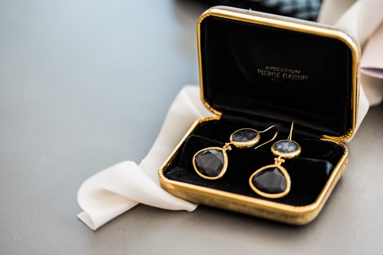Fine Art Black Tie Wedding Inspiration Shoot bride earrings