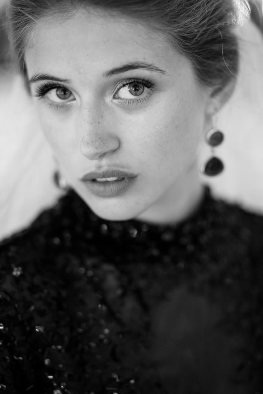 Fine Art Black Tie Wedding Inspiration Shoot bride with natural make up