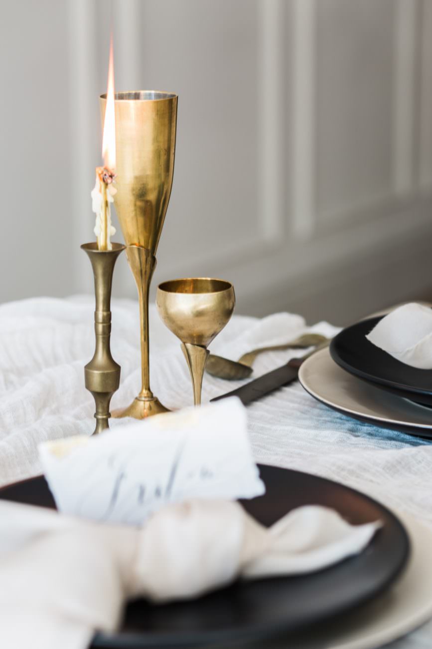 Fine Art Black Tie Wedding Inspiration Shoot candles burning