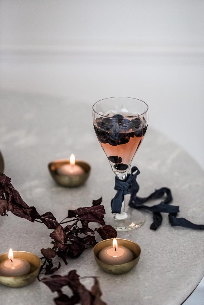 Fine Art Black Tie Wedding Inspiration Shoot drink with olives