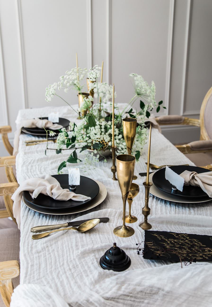 Fine Art Black Tie Wedding Inspiration Shoot table scape copy