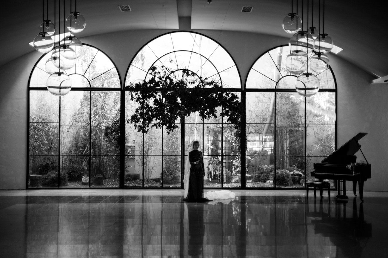 Fine Art Black Tie Wedding Inspiration Shoot wedding venue in Portugal with large glass windows