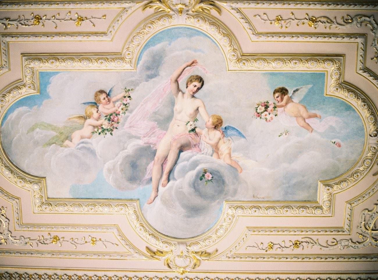 Portuguese palace interior painted ceiling