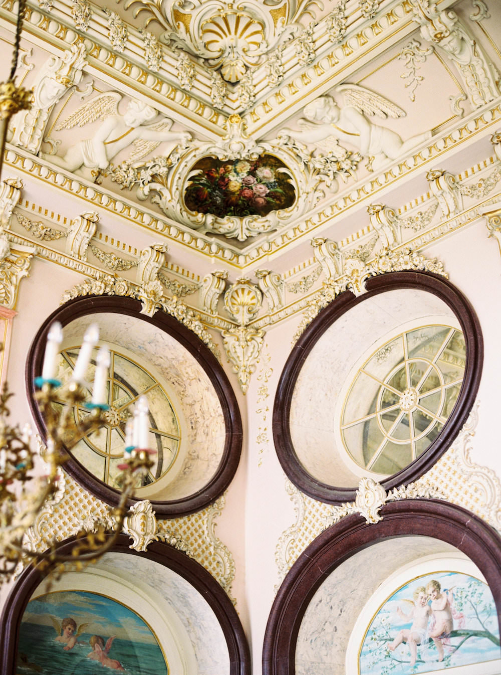 London Wedding Invitations ceiling detail from inside a palace in Portugal