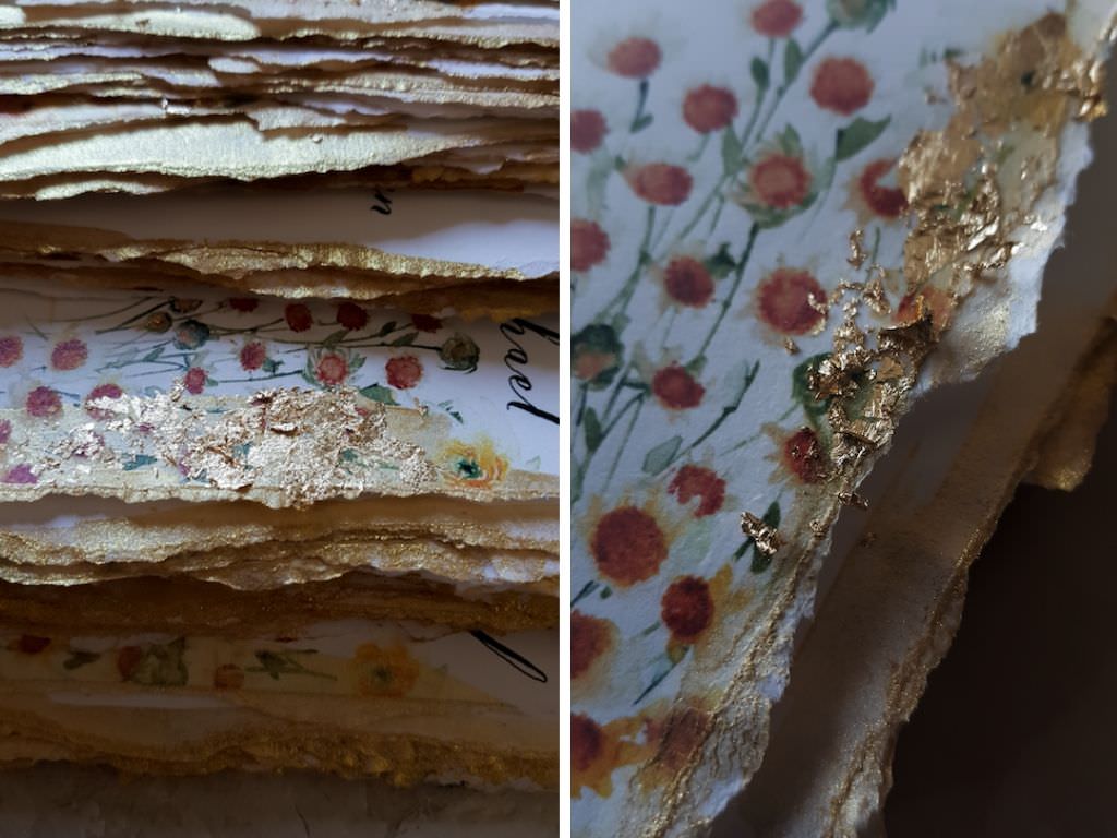 Hand deckled edges painted in gold
