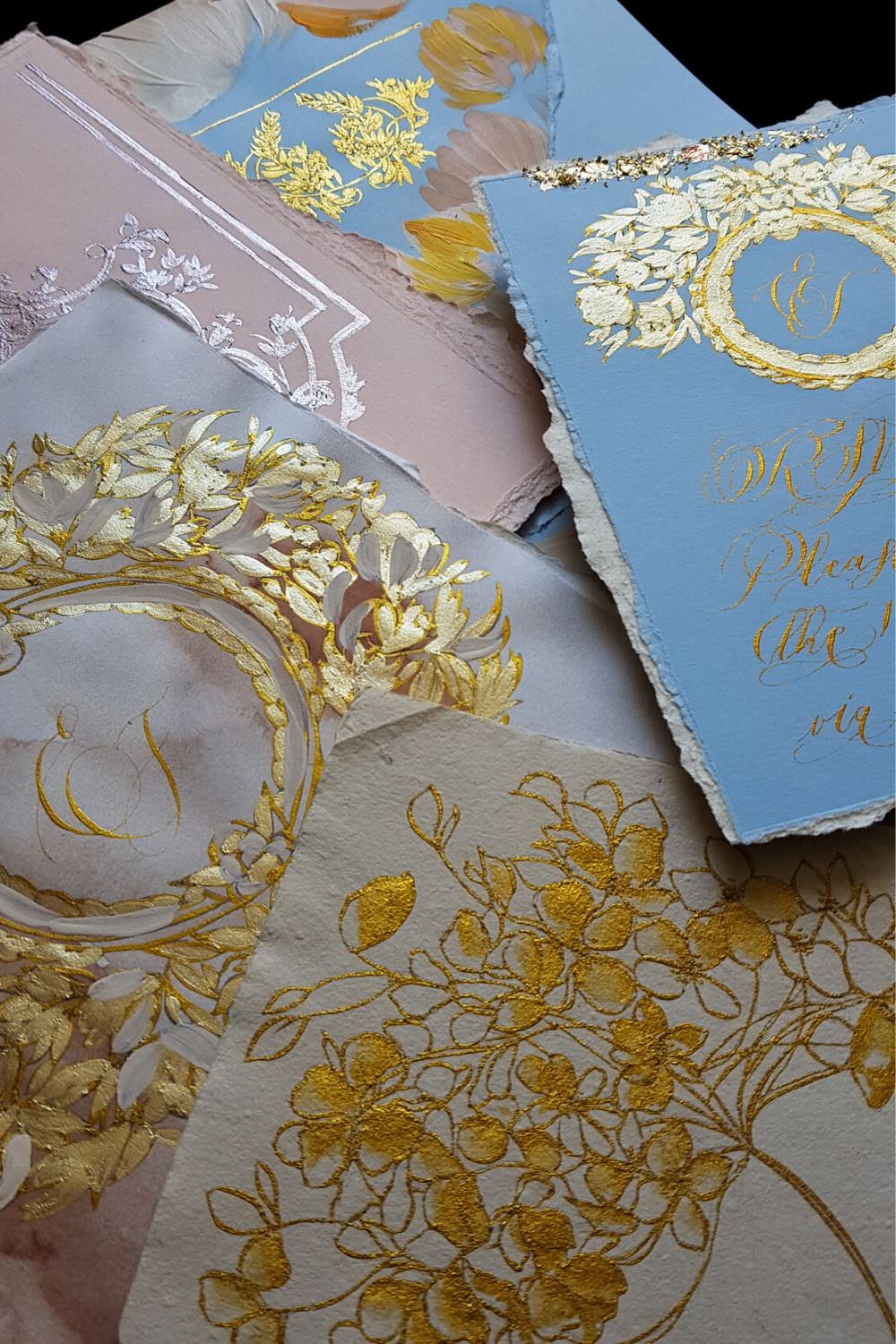 Elegant and romantic fine art luxury wedding stationery for high end destination weddings at Villa Cipressi