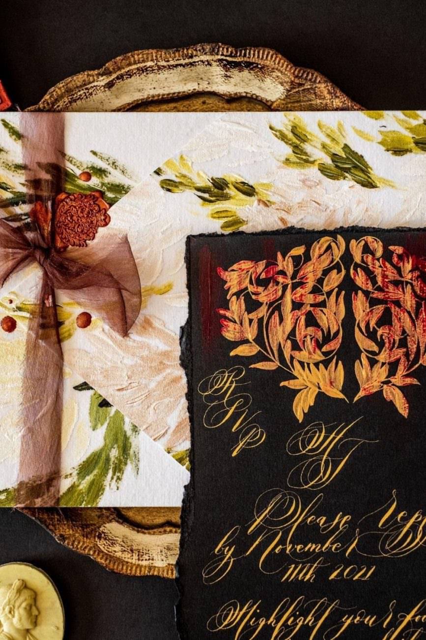 Venice Wedding Invitations with luxurious hand painted details