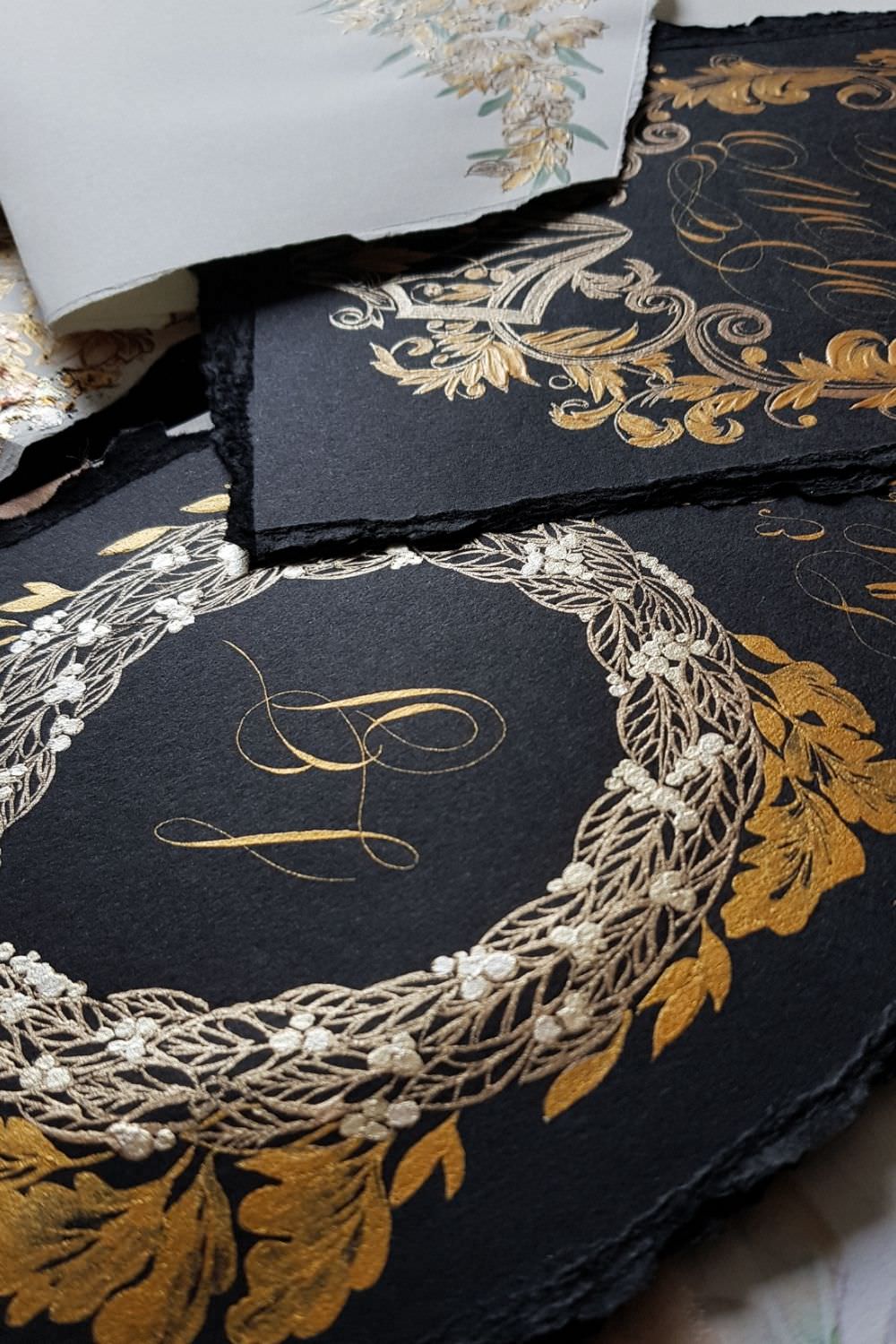 Black tie wedding stationery