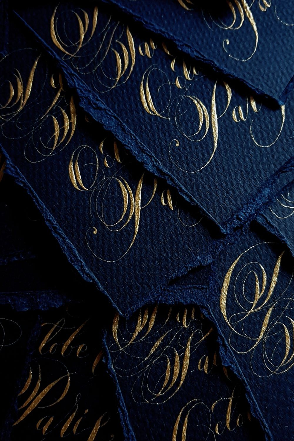 Navy blue and pale gold wedding, French style save the dates